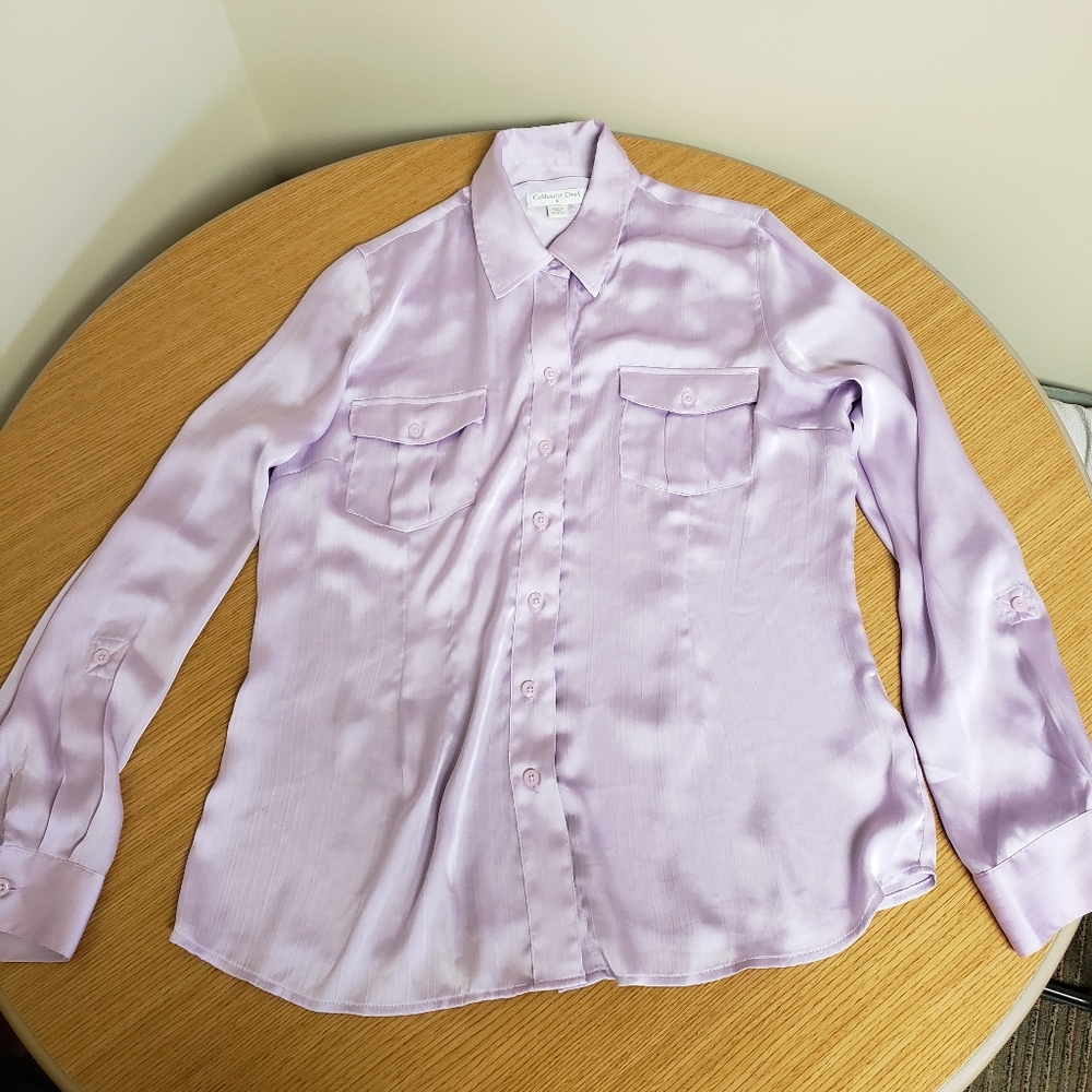 Coldwater creek woman Medium lilac silky shirt
